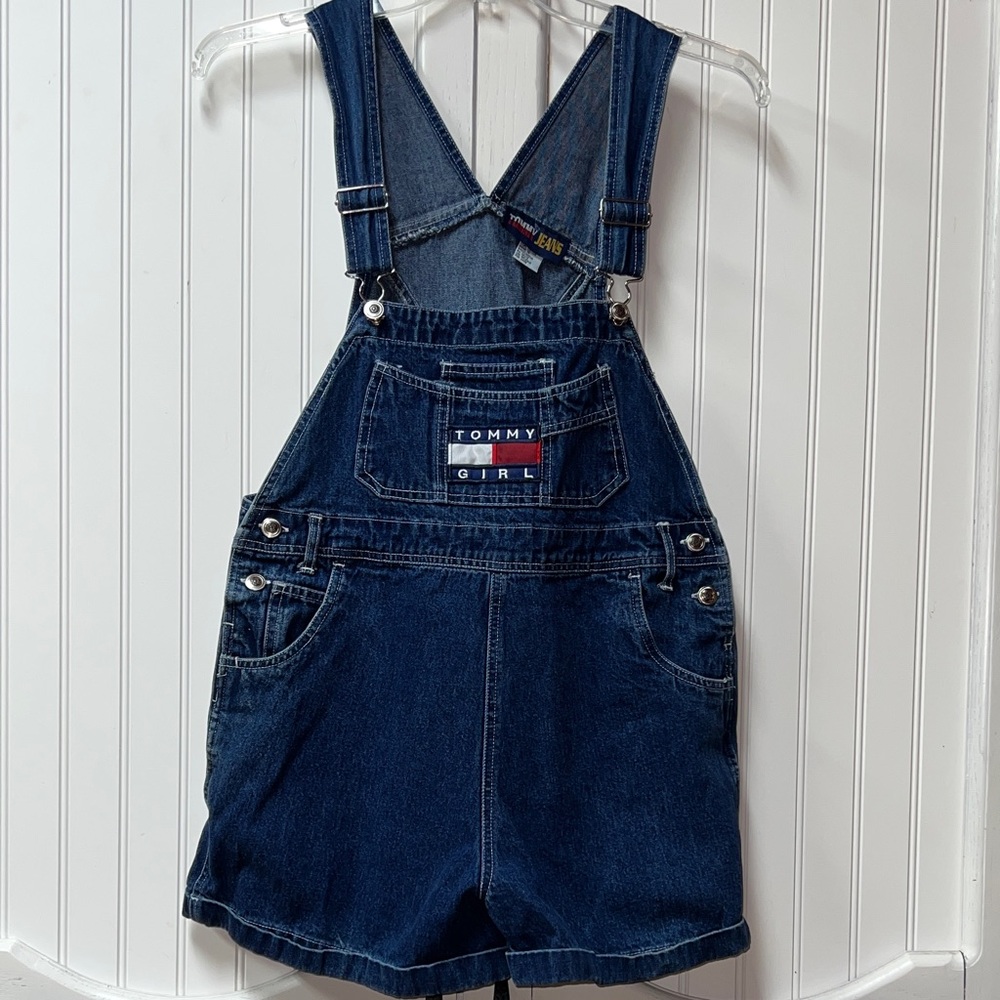 90s Tommy Hilfiger Bib Overalls Denim Shorts XL Vintage